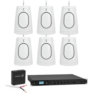 Commercial Six Speaker Sound System for Small Cafe Bar Restaurant Brewery Starter Package with FREE Wi-Fi Streamer White